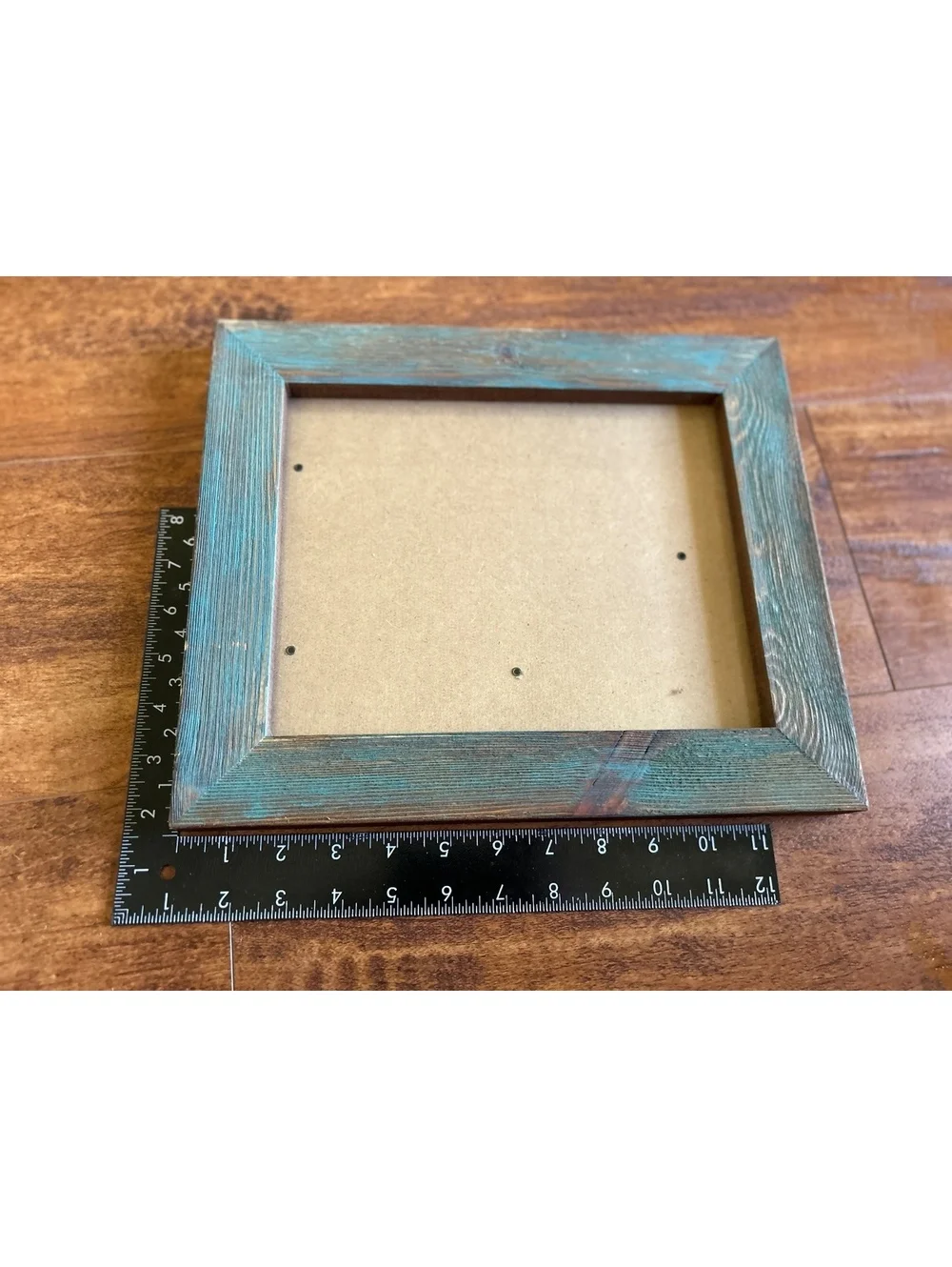 Rustic Wooden Picture Frame with Blue-Green Finish